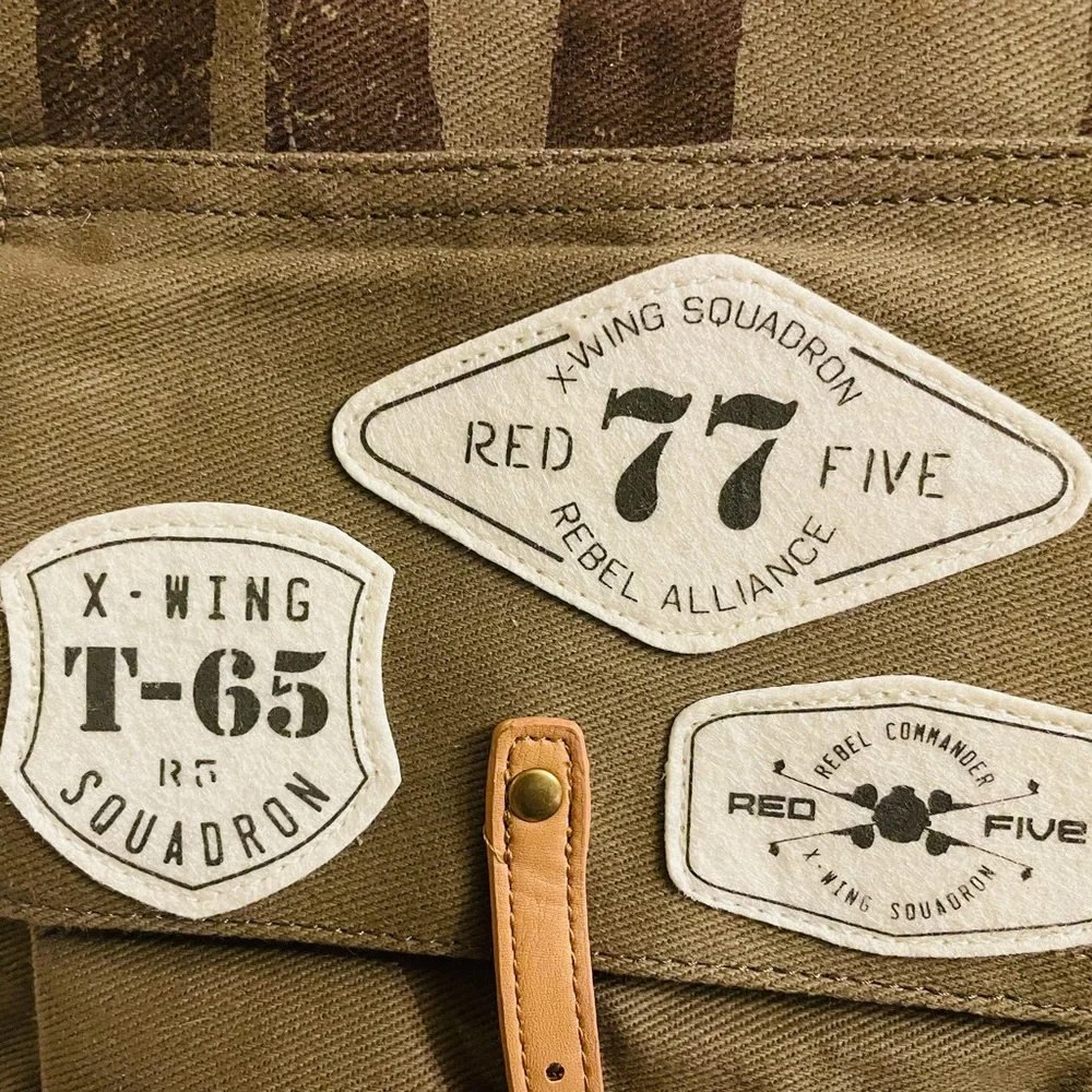 Loungefly Star Wars Rebel Olive Green Canvas Backpack with Brown Accents - Picture 5 of 13